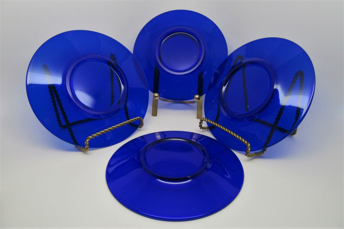 Cobalt blue plates blue dessert plates set of 4 6 3/4 Etsy