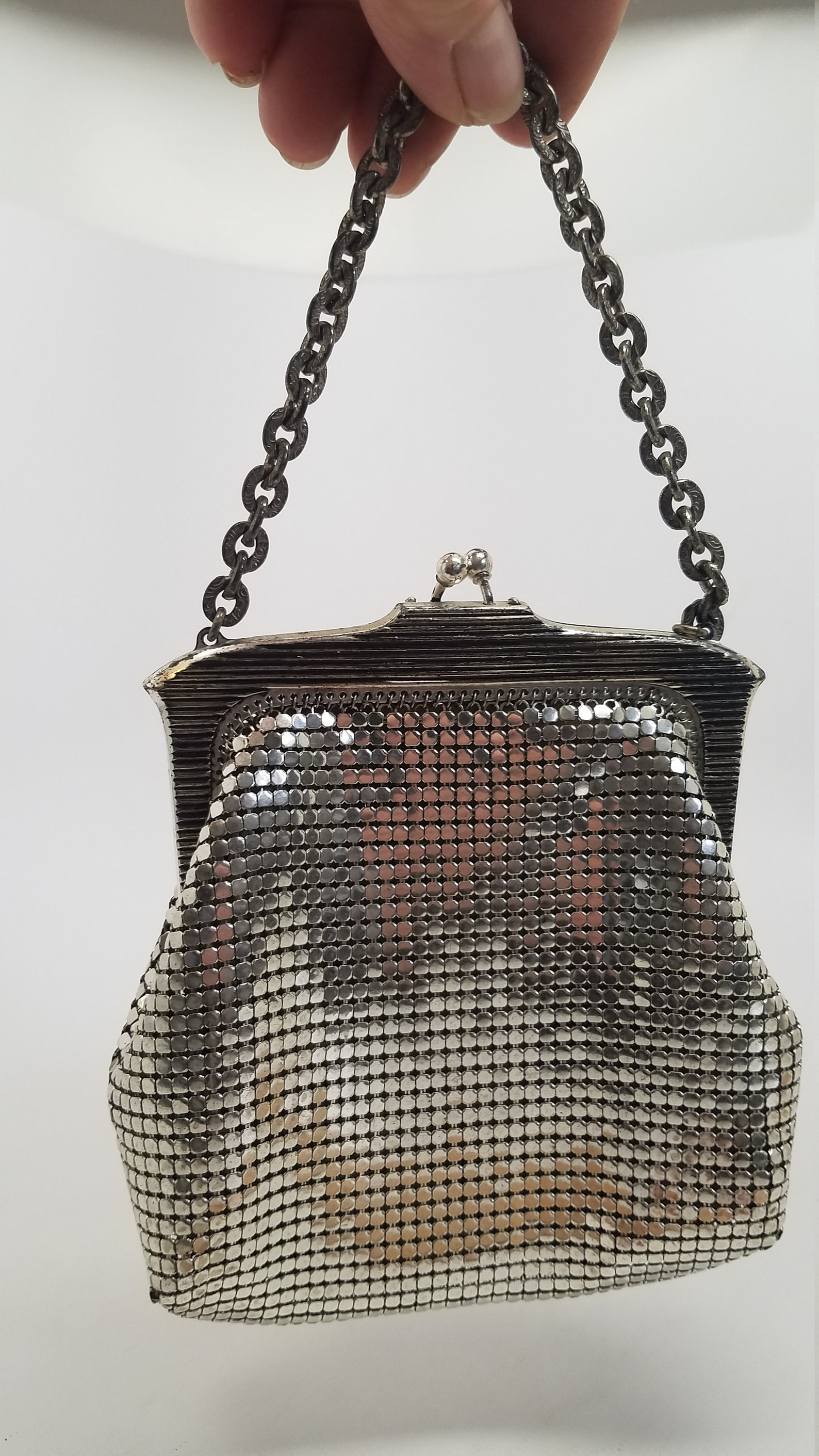 Vintage Whiting and Davis Mesh Purse Silver Tone Mesh Bag Etsy