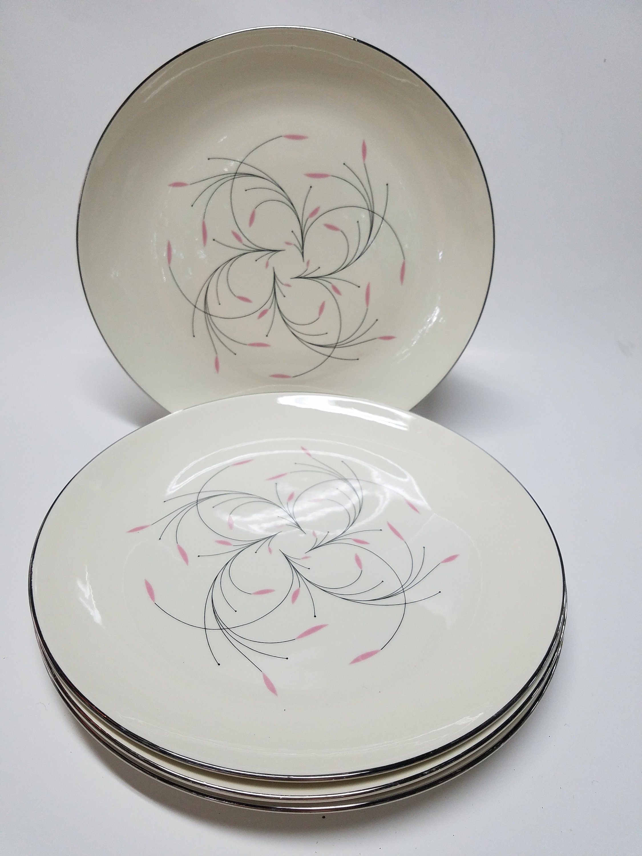 s.k Vintage Rhythm Capri Dinner Plates Homer Laughlin Set of 4