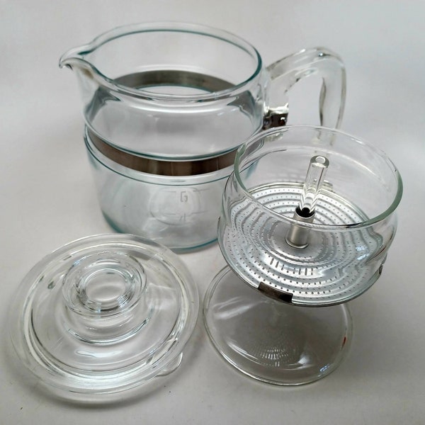 Vintage Pyrex coffee pot 6 cup pyrex percolator glass percolator missing top metal filter cover