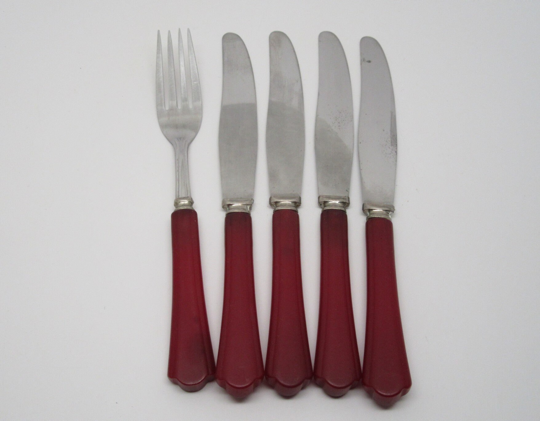 Vintage Bakelite utensils Red Bakelite Knives and Fork Etsy