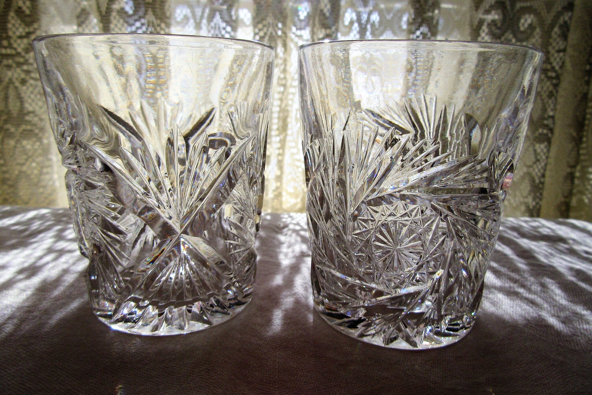 Vintage crystal tumblers with flowers crystal tumblers set Etsy