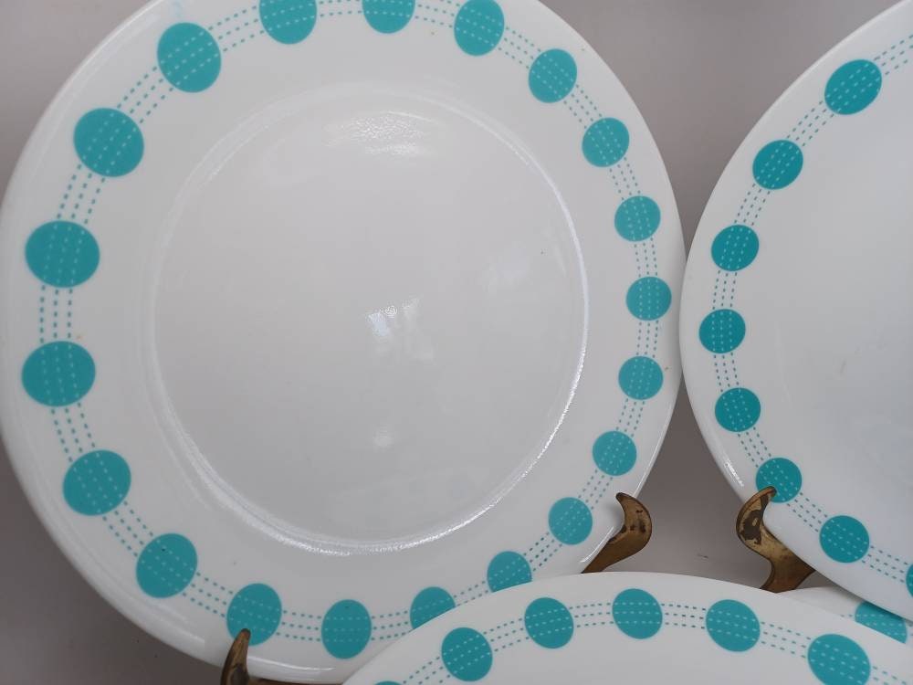 Corelle South Beach Dinner Plates Corelle Plates Set of 4 Corelle Turquoise Dots Dinner Plates Corelle Etsy Canada