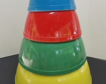 Vintage Pyrex primary colors nesting mixing bowls set of 4 colored pyrex mixing bowls