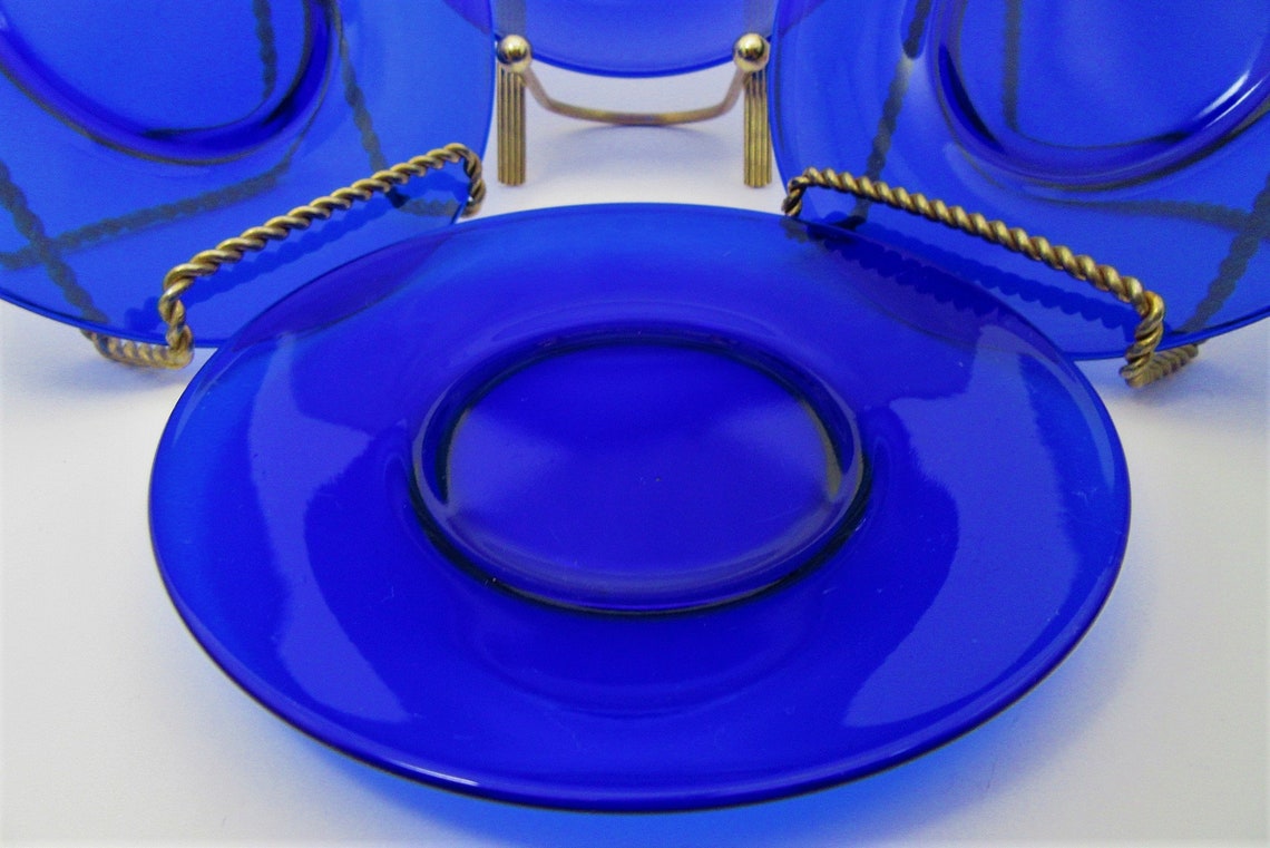 Cobalt blue plates blue dessert plates set of 4 6 3/4 Etsy