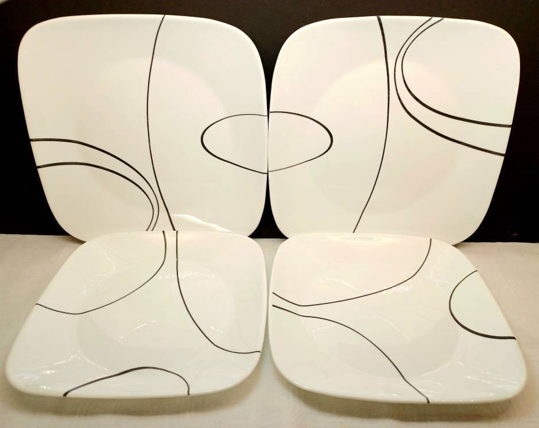 Corelle Simple Lines 2 Dinner Plates 2 Luncheon Plates Set of Etsy