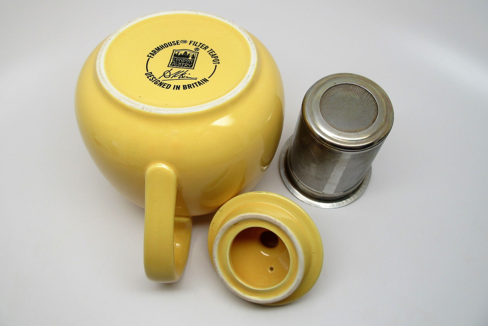 Farmhouse filter teapot yellow teapot holds 5 cups Designed Etsy