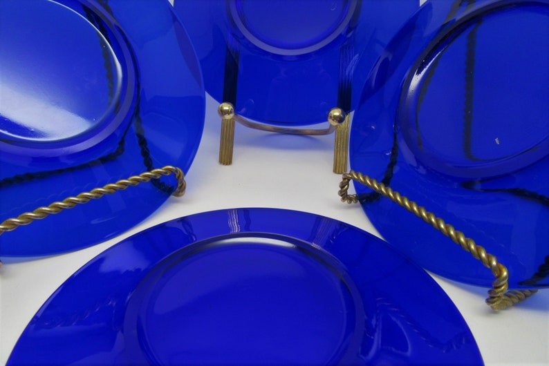 set of 4 6 34 blue dessert plates Cobalt blue plates Plates Dining
