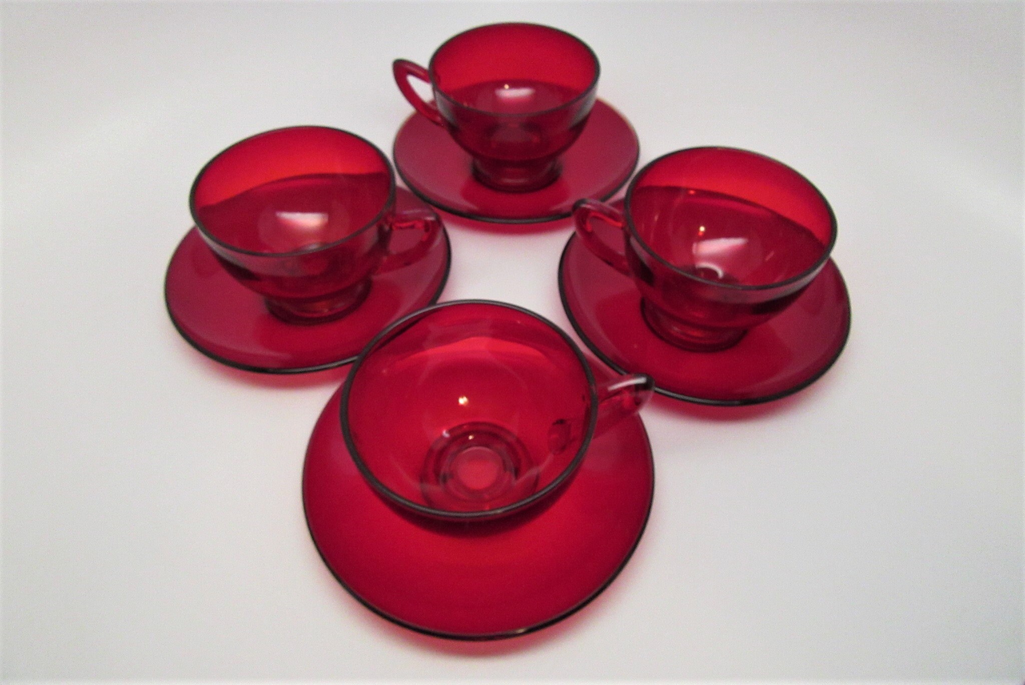 Ruby red teacups & saucers set of 4 stunning red teacups Etsy