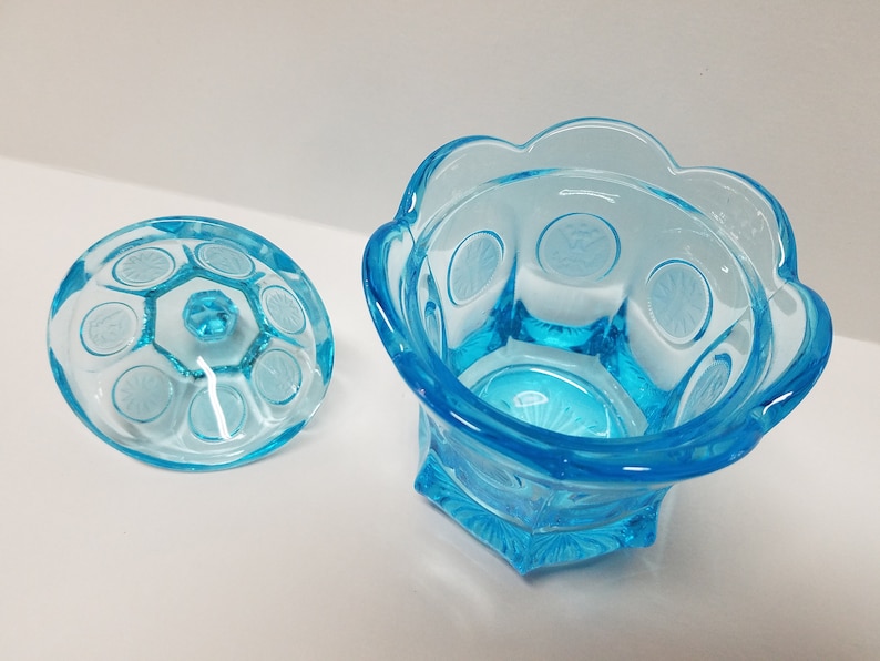 Fostoria coin candy dish light blue candy dish Etsy