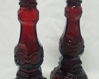 Vintage Avon Cape Cod tall single candlestick holder set of 2 red candlesticks