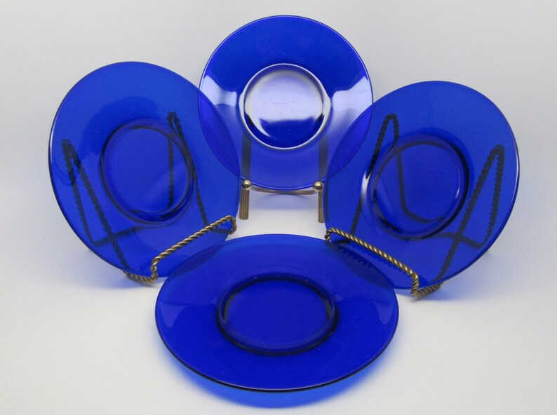 Cobalt blue plates blue dessert plates set of 4 6 3/4 Etsy