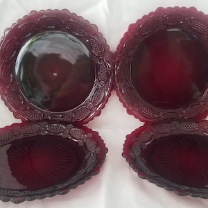 Avon Cape Cod Salad Plates set of 4 ruby plates Avon Red plates 7 1/2&quot; Salad plates