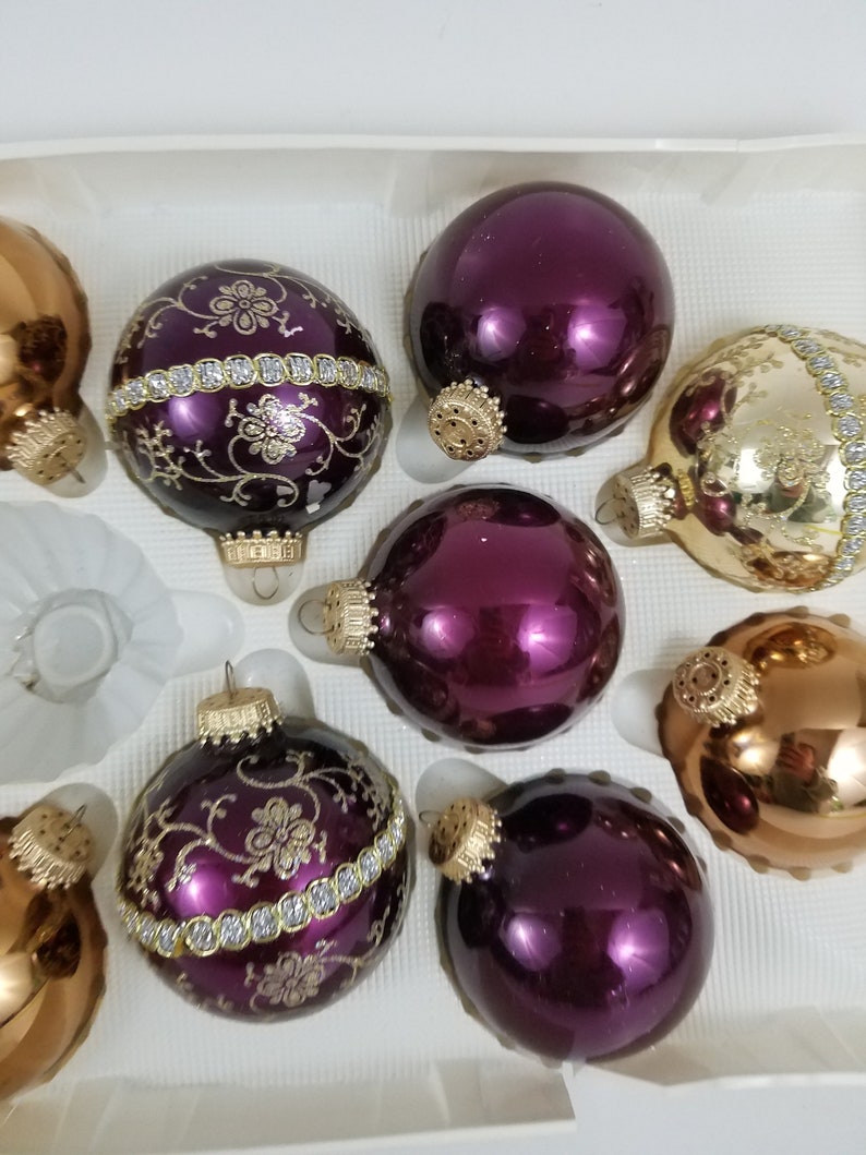 Krebs Vintage glass Christmas ornaments purple glass Etsy
