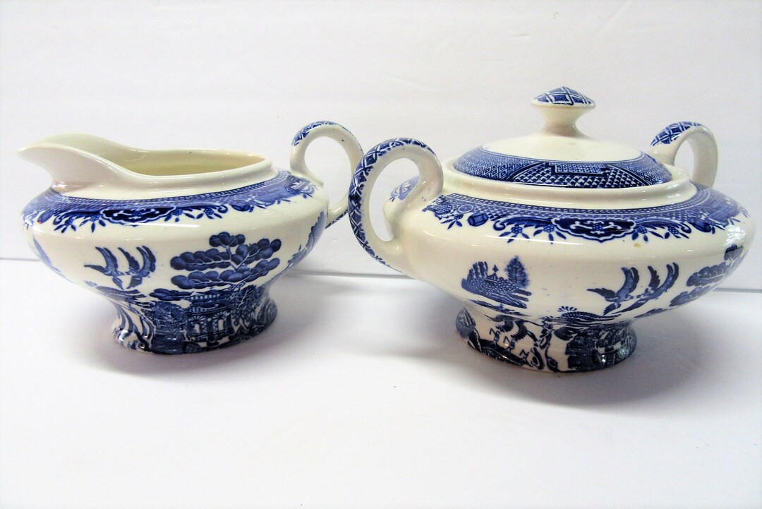 Vintage Blue Willow Sugar and Creamer John Steventon & Son Etsy