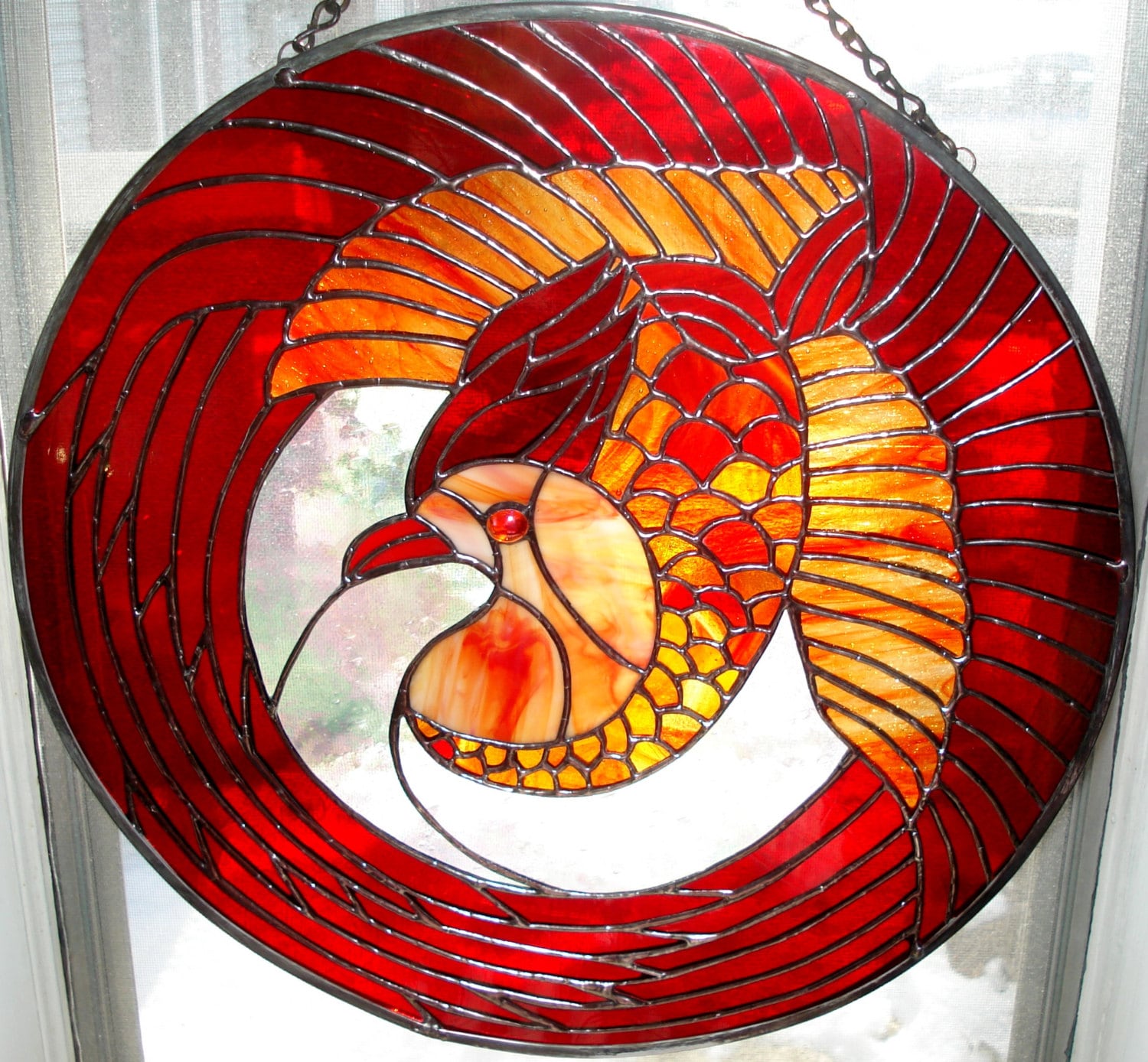 Stained glass Phoenix Bird Greek Mythology of longlived Etsy