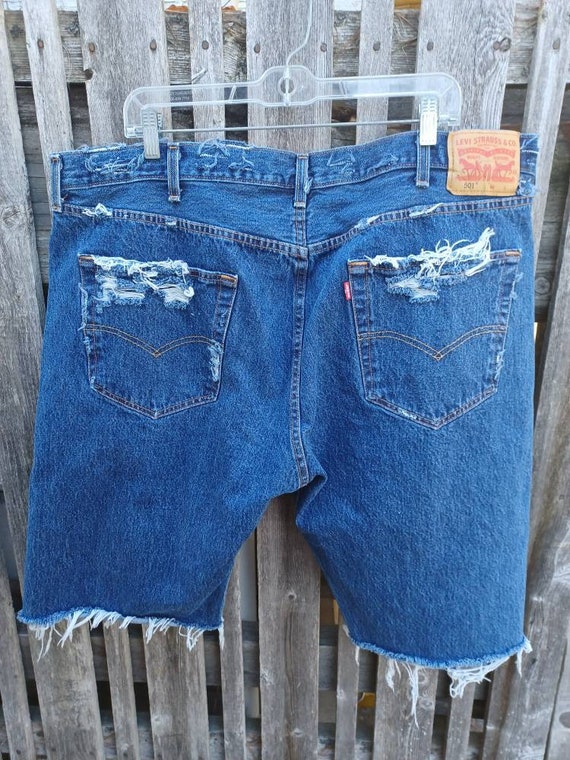 Vintage Levis 501 red tag distressed cut off shor… - image 2