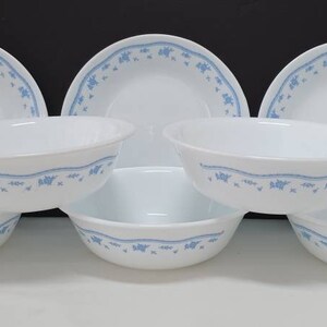 Vintage Corelle Morning Blue Dinnerware corelle bowls corelle plates morning blue plates corelle blue flowers