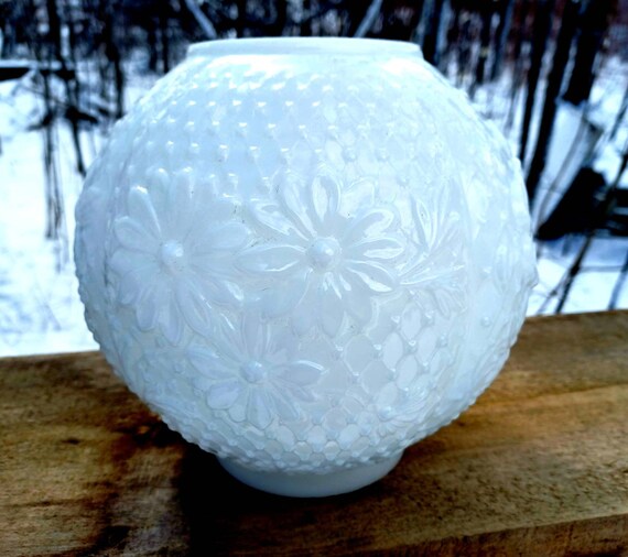 Vintage Milk Glass Replacement Lamp Shade White Fl Vintage Milk Glass Replacement, Replacing Glass Lamp Shade