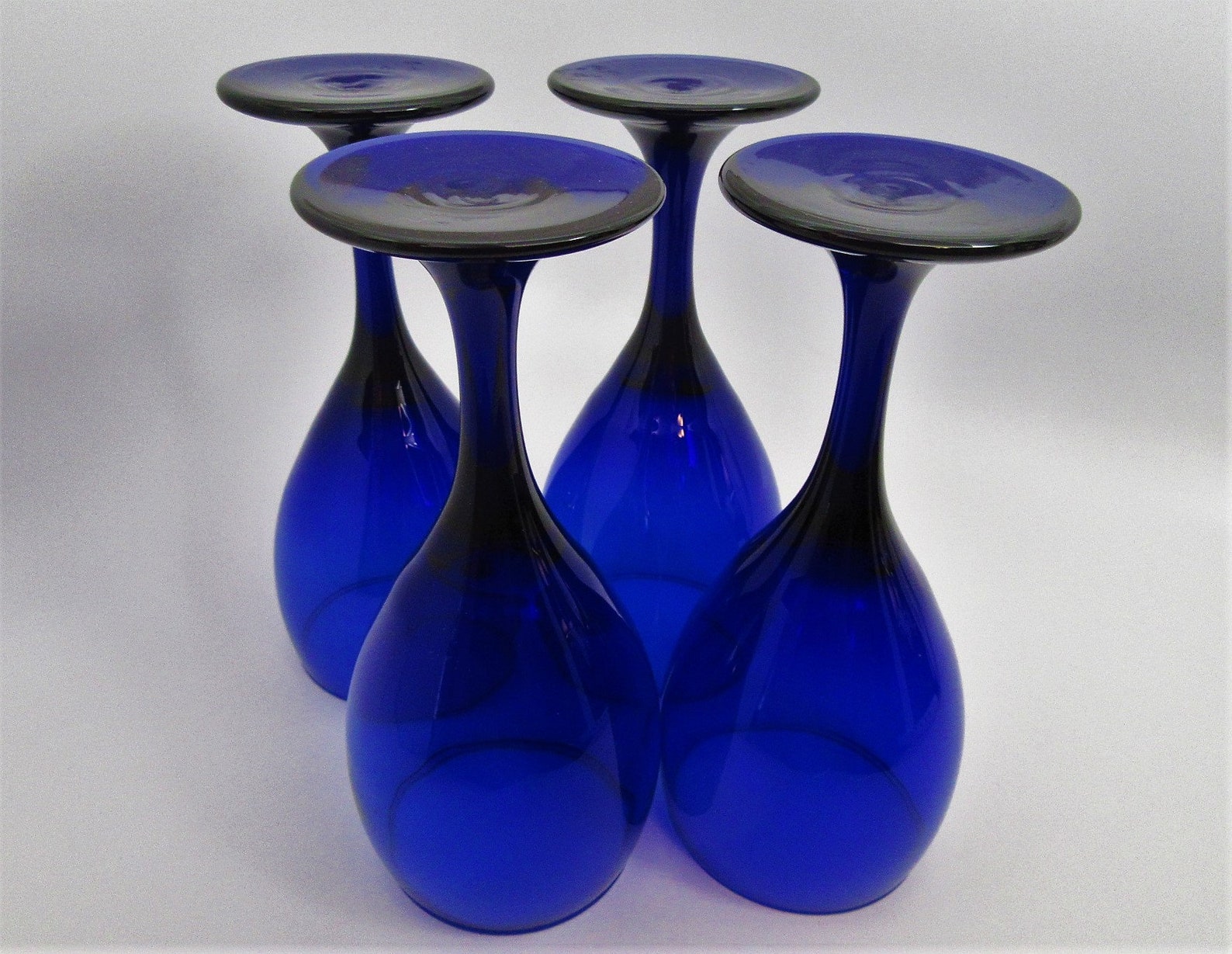 Cobalt Blue Goblets Cobalt Blue Water Glasses Blue Stemware Etsy