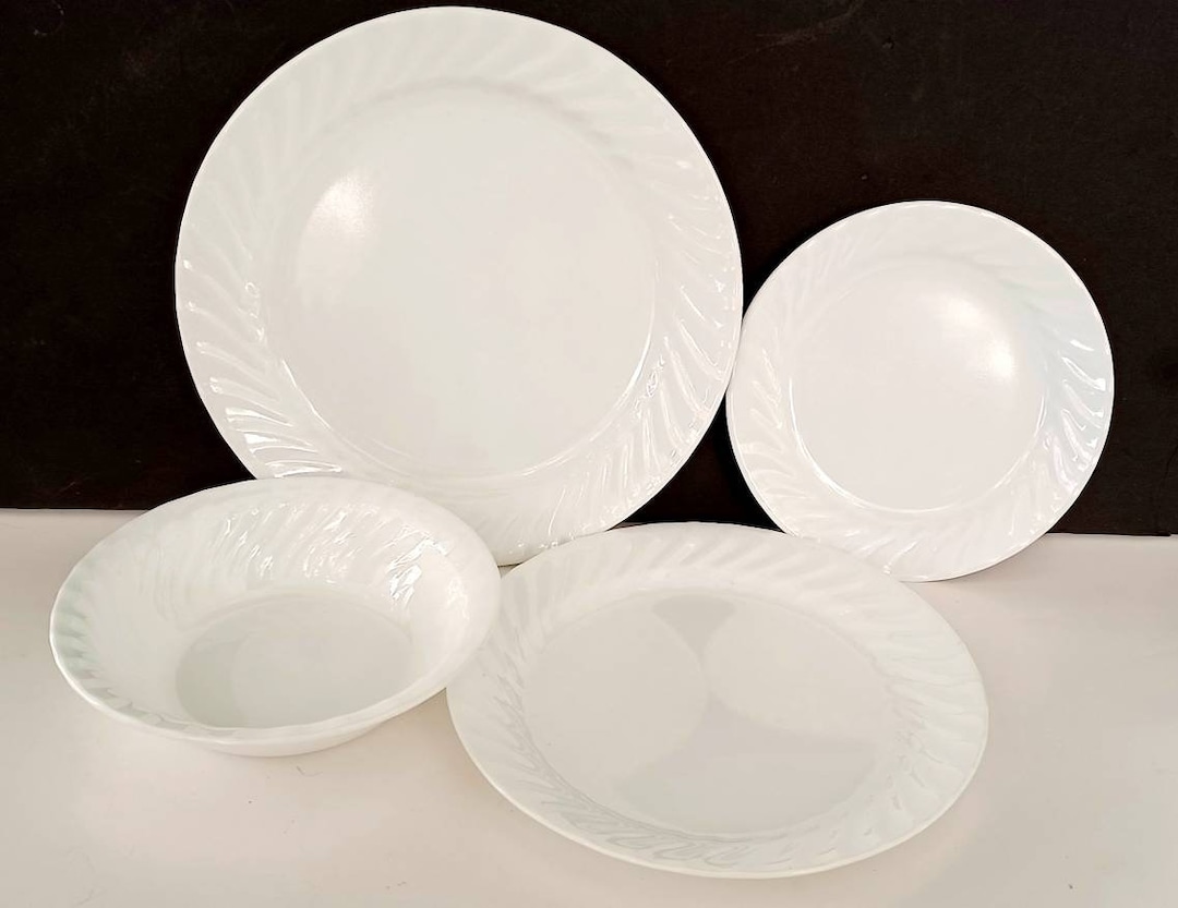 Corelle Enhancements White Swirl Lunchein Plate Dinner Plate Etsy