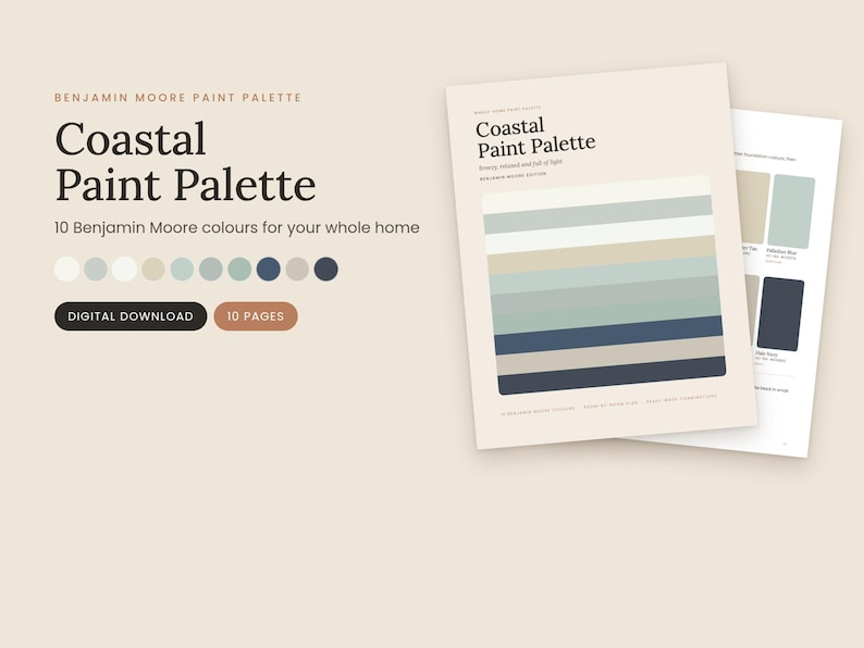 Coastal Paint Palette | 10 Benjamin Moore Colors for Beach House ...