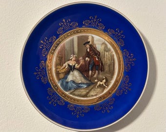 Vintage Bavaria Porzellan-Wandteller „Cries of London – Sweet Oranges“, Kobaltblau & Gold – Hergestellt in Deutschland