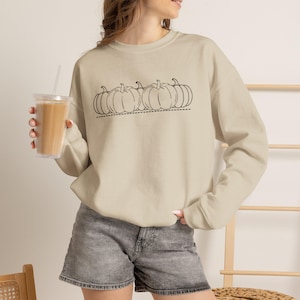 Minimal Line Pumpkin Sketch Sweatshirt | Fall Autumn Pumpkin Crewneck
