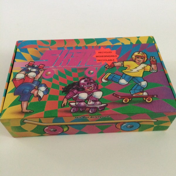 Skate school supply box, pencil box, cardboard school box, skateboarding, skater