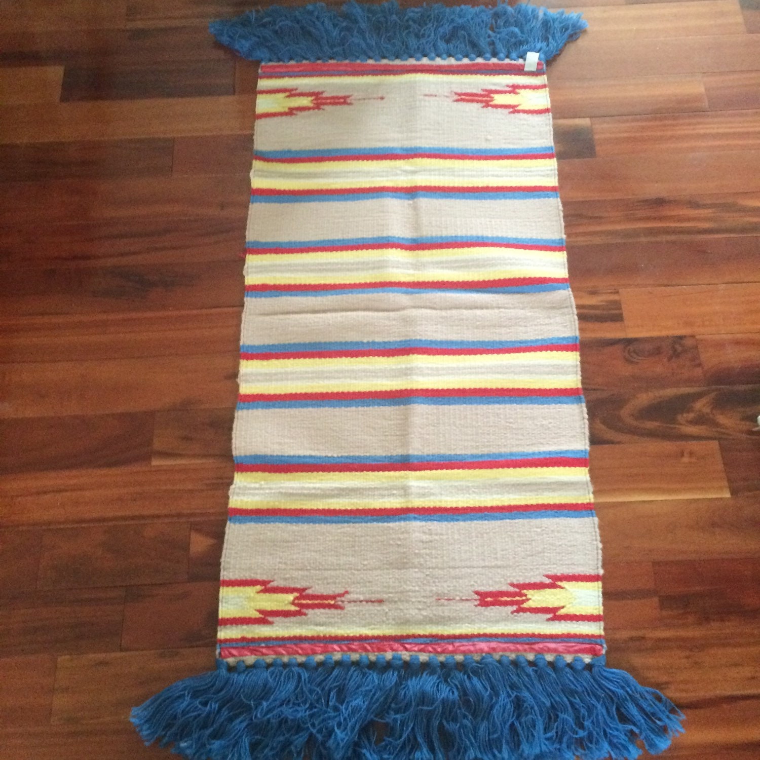 Saddle blanket Mayatex rug with tassels Mexican floor Etsy