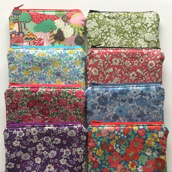 Liberty London floral fabric purse, small make up bag, essential notions storage pouch, mother's day gift - handmade in Cornwall