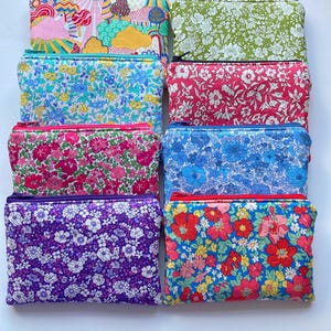 Liberty London floral fabric purse, small make up bag, essential notions storage pouch, mother's day gift - handmade in Cornwall