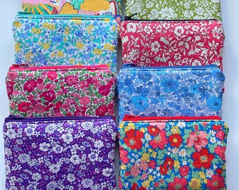Liberty London floral fabric purse, small make up bag, essential notions storage pouch, mother's day gift - handmade in Cornwall