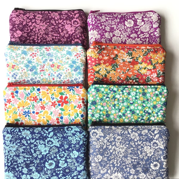 Liberty London floral fabric purse, small make up bag, essential notions storage pouch, mother's day gift - handmade in Cornwall