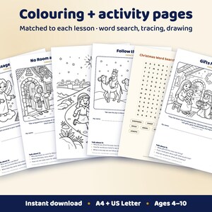 Weihnachtslektionspaket für Kindergottesdienst – 4 Advents-Sonntagsschullektionen, Videos zum Vorlesen der Weihnachtsgeschichte, Ausmalbilder, druckbare PDF-Datei Bild 4