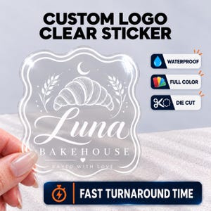 Custom Clear Logo Stickers, Die Cut Transparent Labels, Waterproof Vinyl Sticker, Any Shape