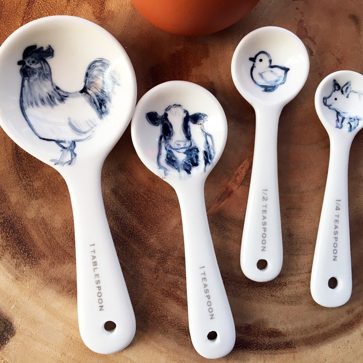 Ceramic Farm Animal Measuring Spoons - Etsy