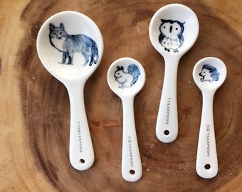 Forest Animal Ceramic Measuring Spoons