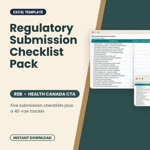 Listas de verificación para la presentación de solicitudes de autorización de ensayos clínicos (CTA) ante el Comité de Ética de la Investigación (REB) y Health Canada, Rastreador regulatorio de ensayos clínicos, Excel
