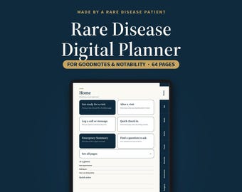 Planejador digital para doenças raras, fichário médico GoodNotes, organizador de saúde para doenças crônicas para iPad