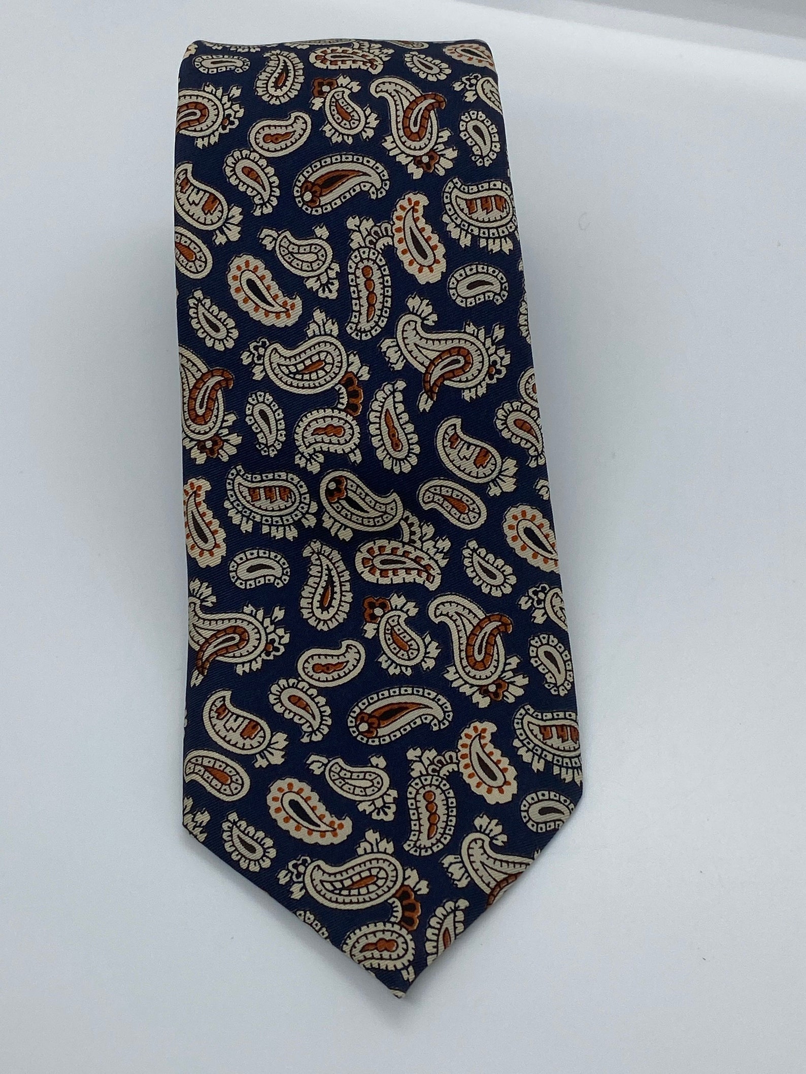 Vintage Aquascutum 100% All Silk Tie Blue with Paisley Skinny | Etsy