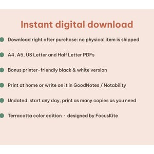 Information card explaining instant digital download access and tablet app compatibility.