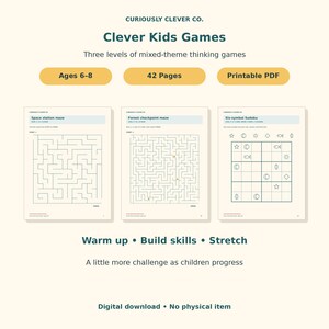 Printbaar spelboek voor slimme kinderen, 6-8 jaar, 42 pagina's