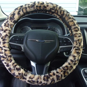 Made in USA Minky fuzzy Furry Minky Leopard Steering Wheel Cover