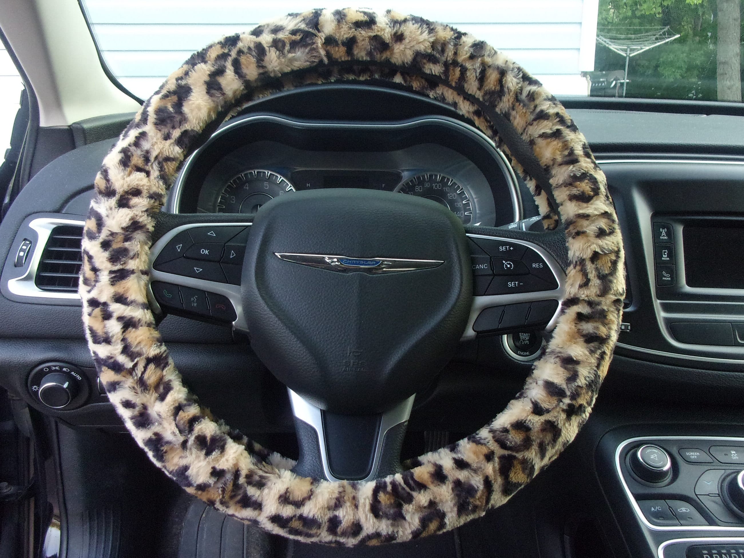 Made in USA Minky fuzzy Furry Minky Leopard Steering Wheel Cover