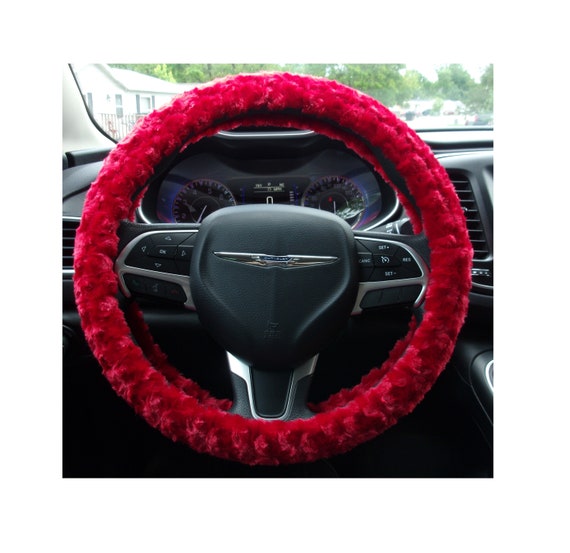 Red fuzzy steering wheel cover deals