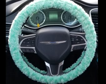 Funda para volante con espirales de capullos de rosa Minky Mint, fabricada en EE. UU.