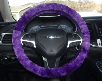 Made in USA Minky Fuzzy Furry Soft Cuddle Varied Purple Luxe Cuddle Galaxy Grape Jam Steering Wheel Cover