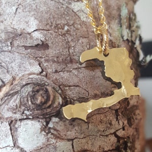 Tiny Haiti Hammered Custom Gold necklace recycled brass Custom Haiti Pendant petite metal map necklace textured pendant hand made