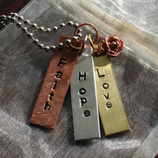 Faith Hope Love Mixed Metal Necklace